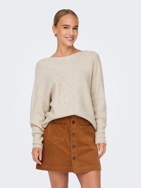ONLY Cream Ribbed Crewneck Sweater - Women's Pullover